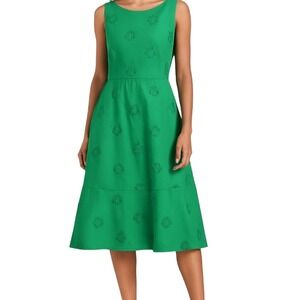 Talbots Flower Applique Dress 8P‎ Embroidered Sleeveless Ruffle Tier Lagenlook